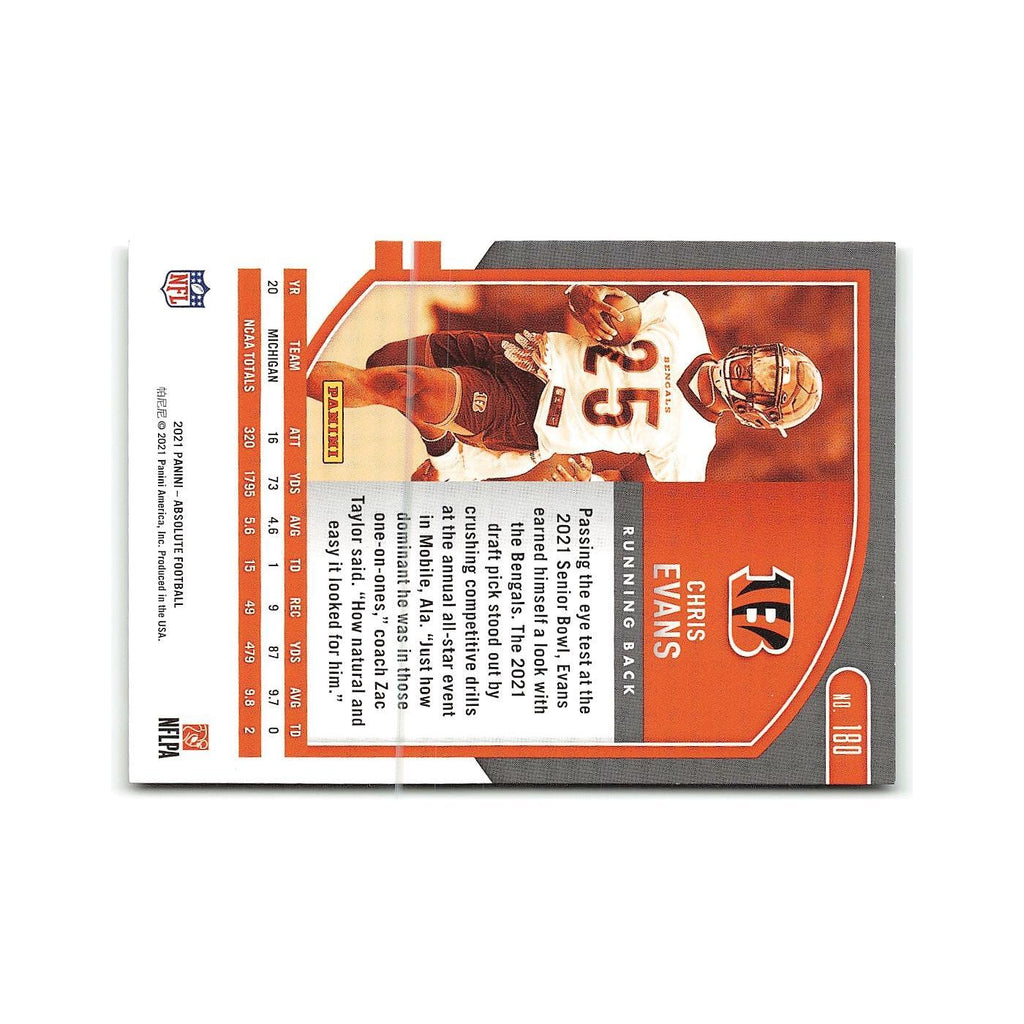 Chris Evans Rookie 2021 Panini Absolute #180 Cincinnati Bengals Football Card NM