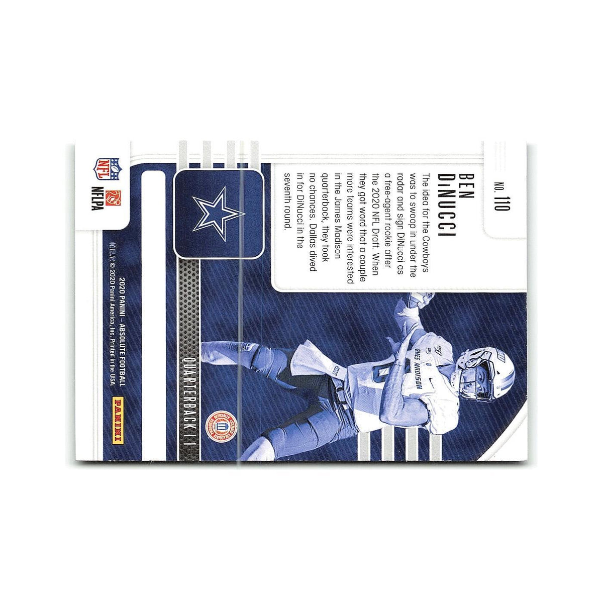 Ben DiNucci Rookie 2020 Panini Absolute #110 Dallas Cowboys Football Card NM