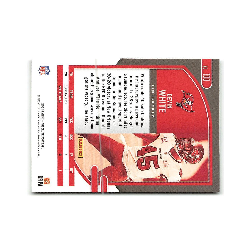 Devin White 2021 Panini Absolute #100 Tampa Bay Buccaneers Football Card NM