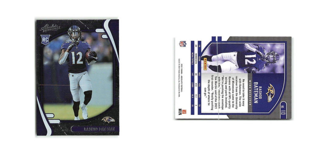 Rashod Bateman Rookie 2021 Panini Absolute #113 Baltimore Ravens NM