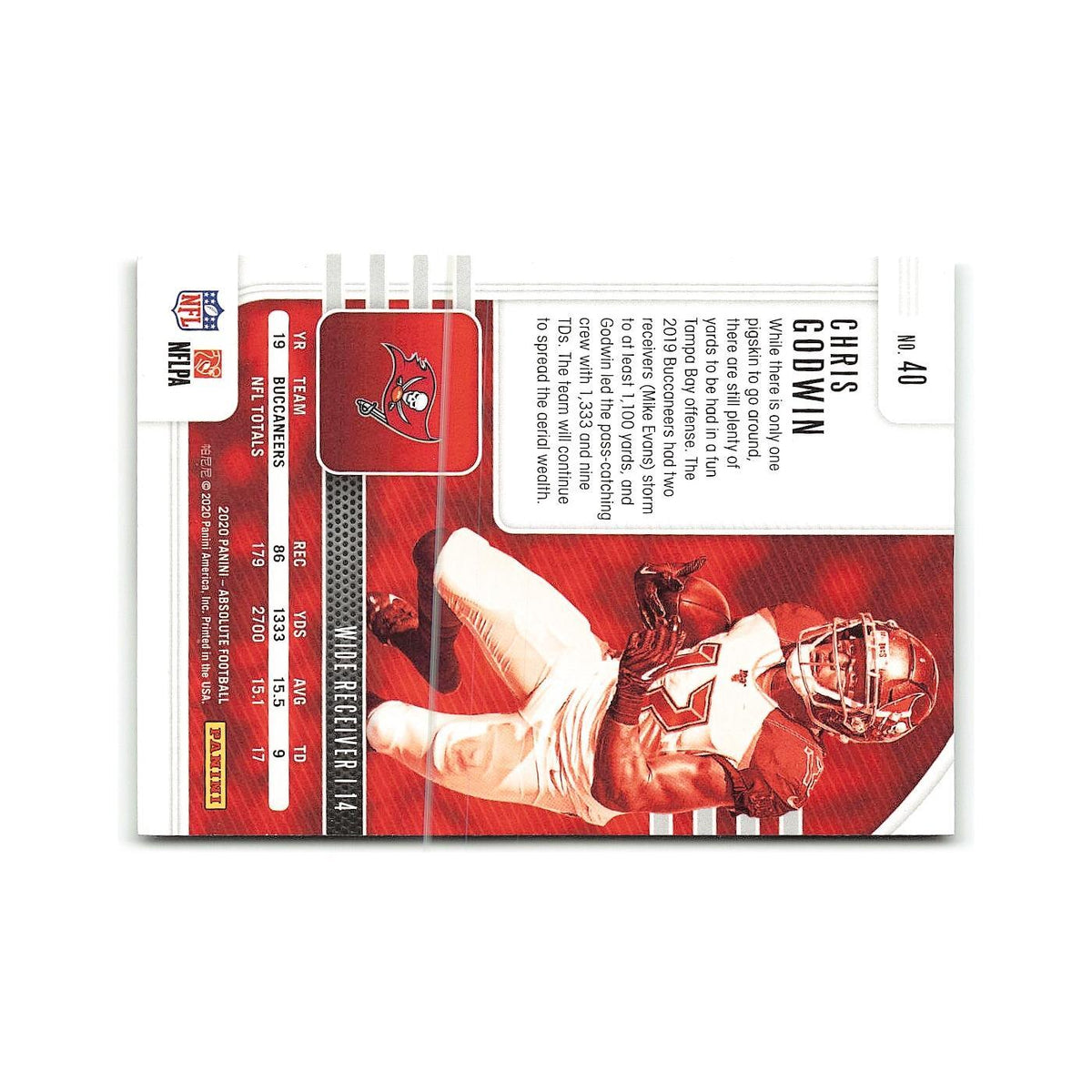 Chris Godwin 2020 Panini Absolute #40 Tampa Bay Buccaneers Football Card NM