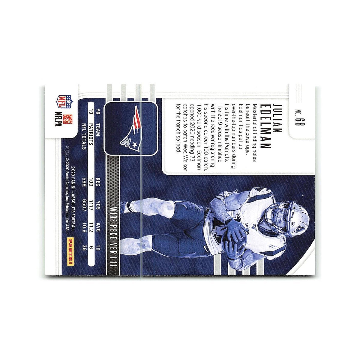 Julian Edelman 2020 Panini Absolute #68 New England Patriots Football Card NM