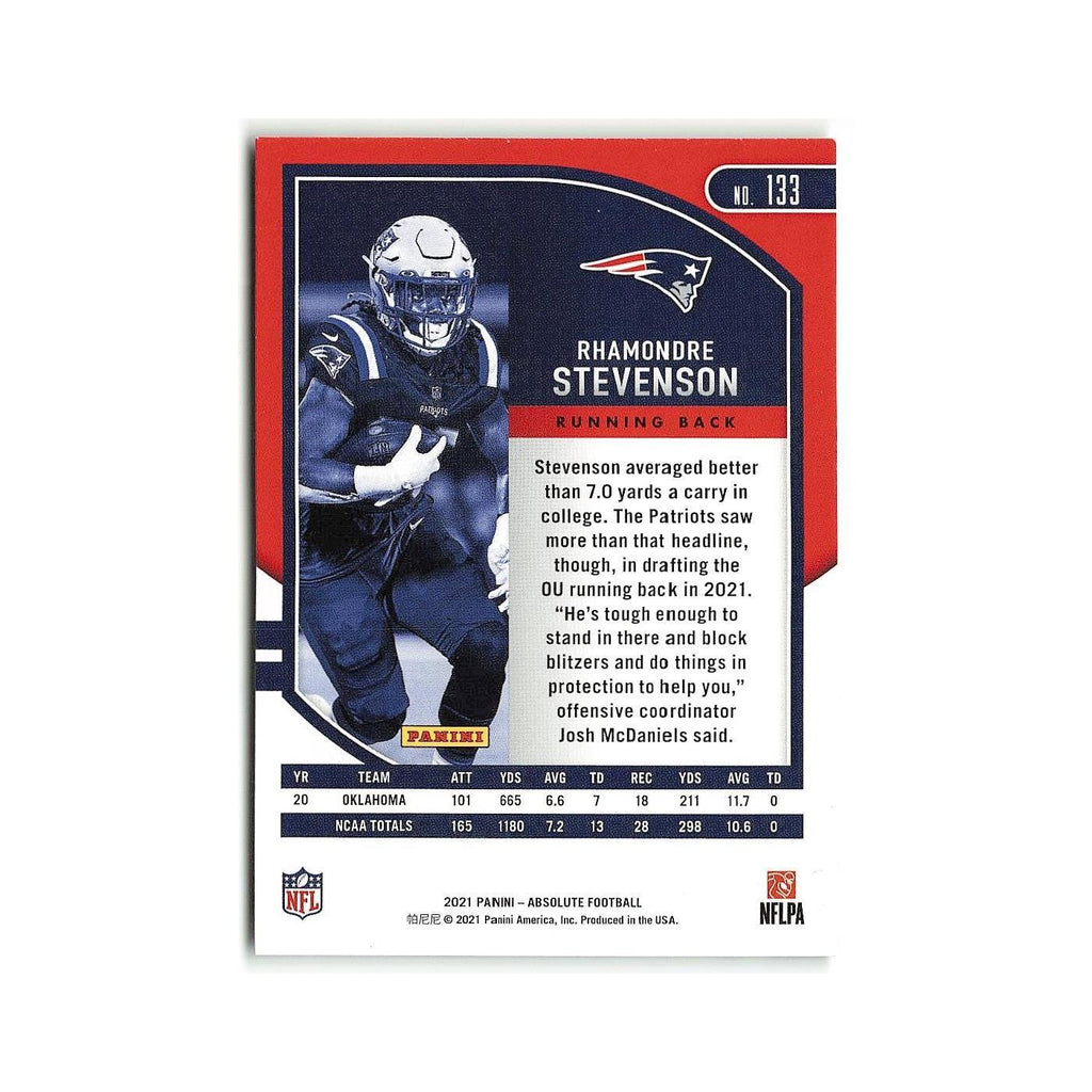 Rhamondre Stevenson Rookie 2021 Panini Absolute #133 New England Patriots NM