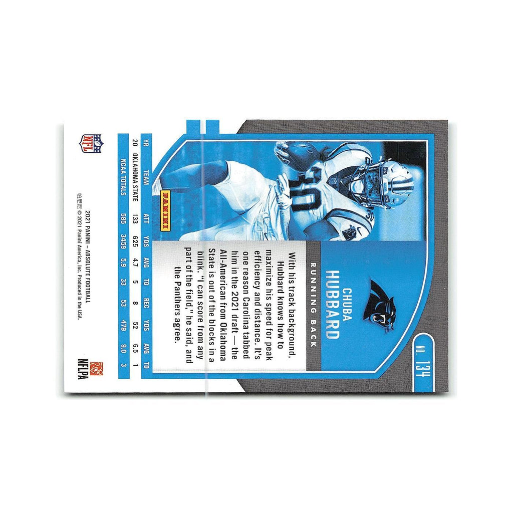 Chuba Hubbard Rookie 2021 Panini Absolute #134 Carolina Panthers NM