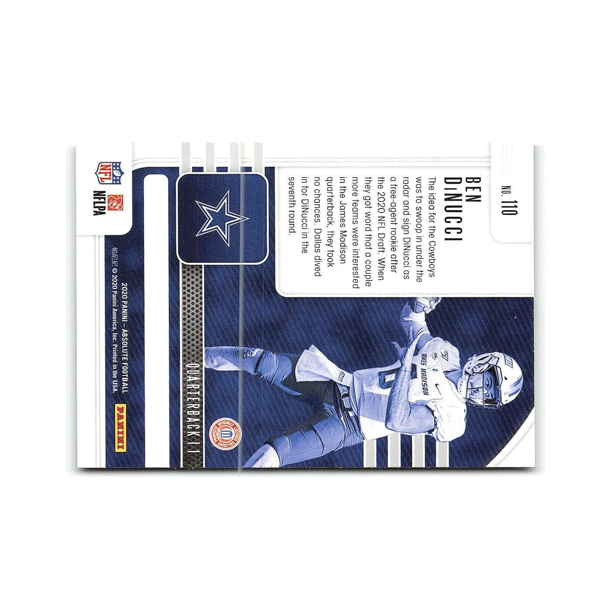 Ben DiNucci Rookie 2020 Panini Absolute #110 Dallas Cowboys Football Card NM