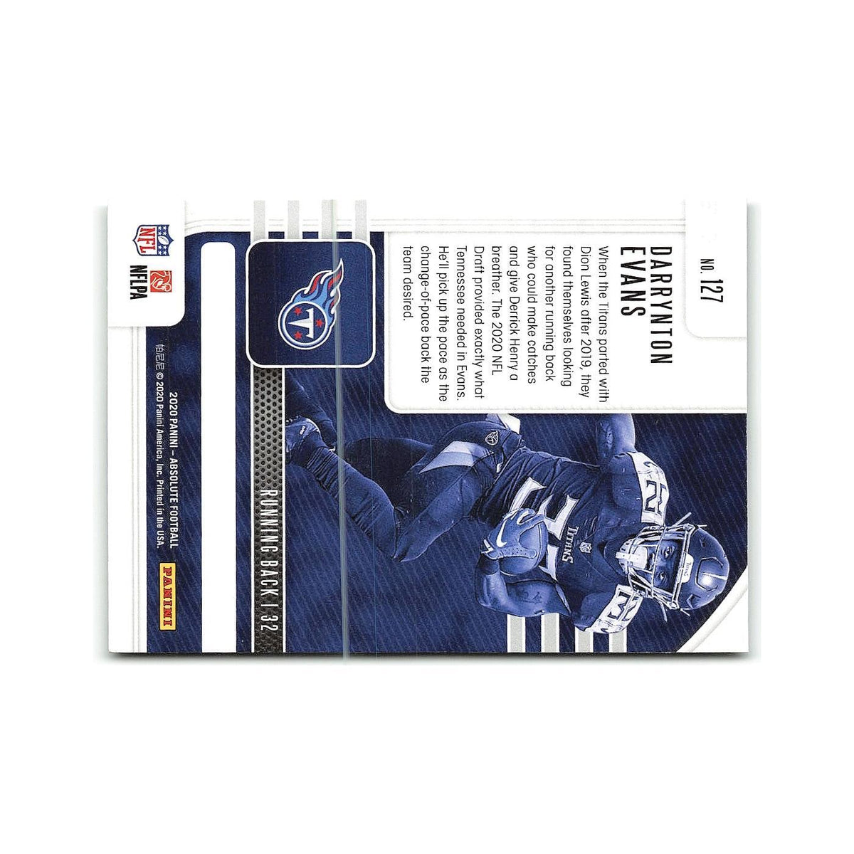 Darrynton Evans Rookie 2020 Panini Absolute #127 Tennessee Titans NM