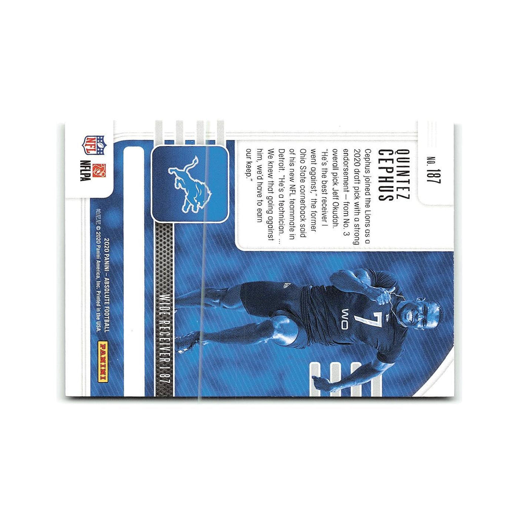 Quintez Cephus Rookie 2020 Panini Absolute #187 Detroit Lions Football Card NM
