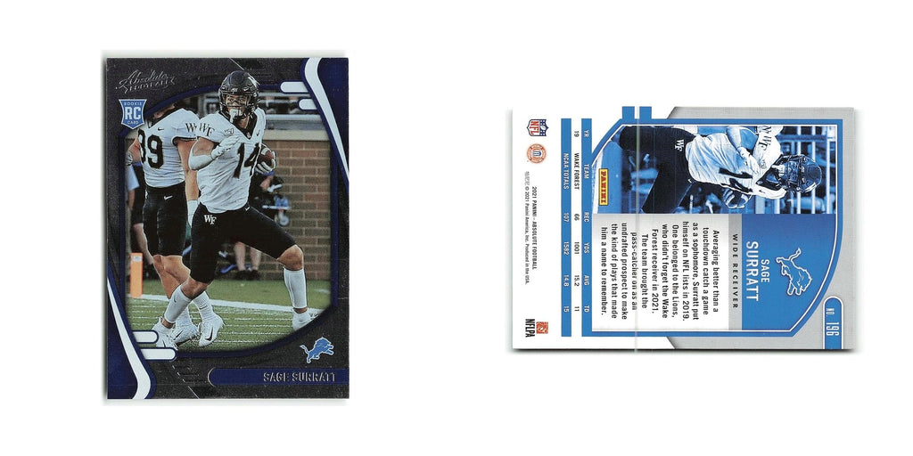 Sage Surratt Rookie 2021 Panini Absolute #196 Detroit Lions Football Card NM