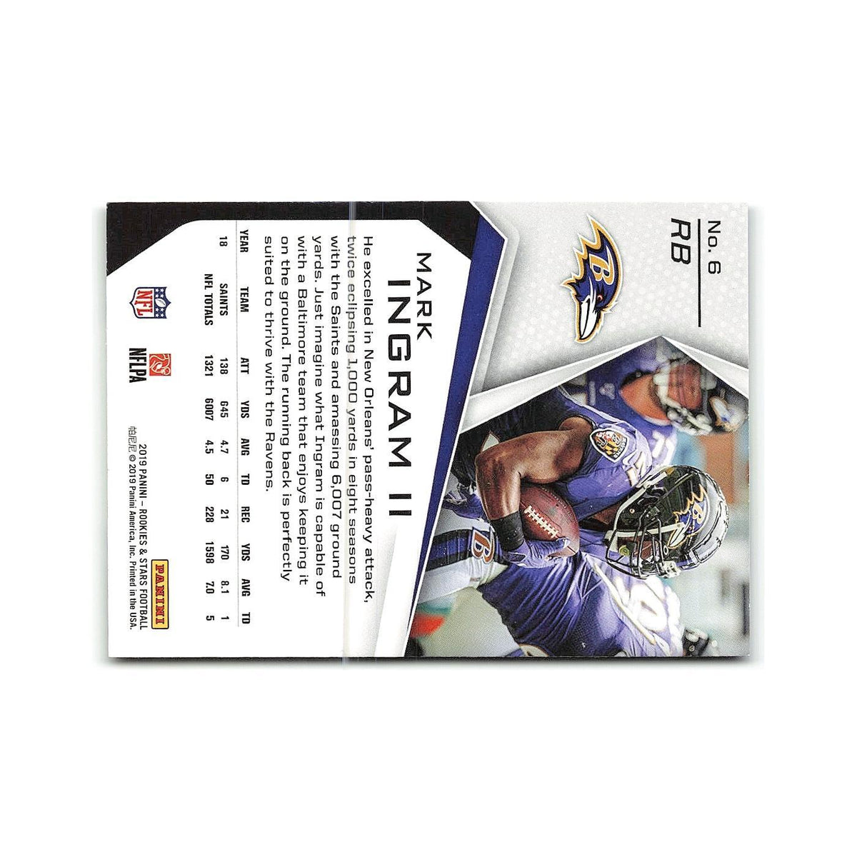 Mark Ingram II 2019 Panini Rookies & Stars #6 Baltimore Ravens Football Card NM