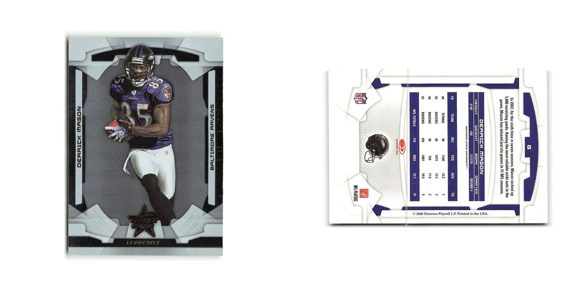 Derrick Mason 2008 Donruss Rookies & Stars #8 Baltimore Ravens Football Card NM