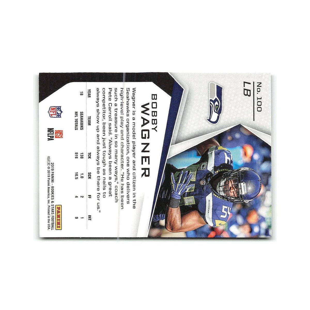 Bobby Wagner 2019 Panini Rookies & Stars #100 Seattle Seahawks Football Card NM