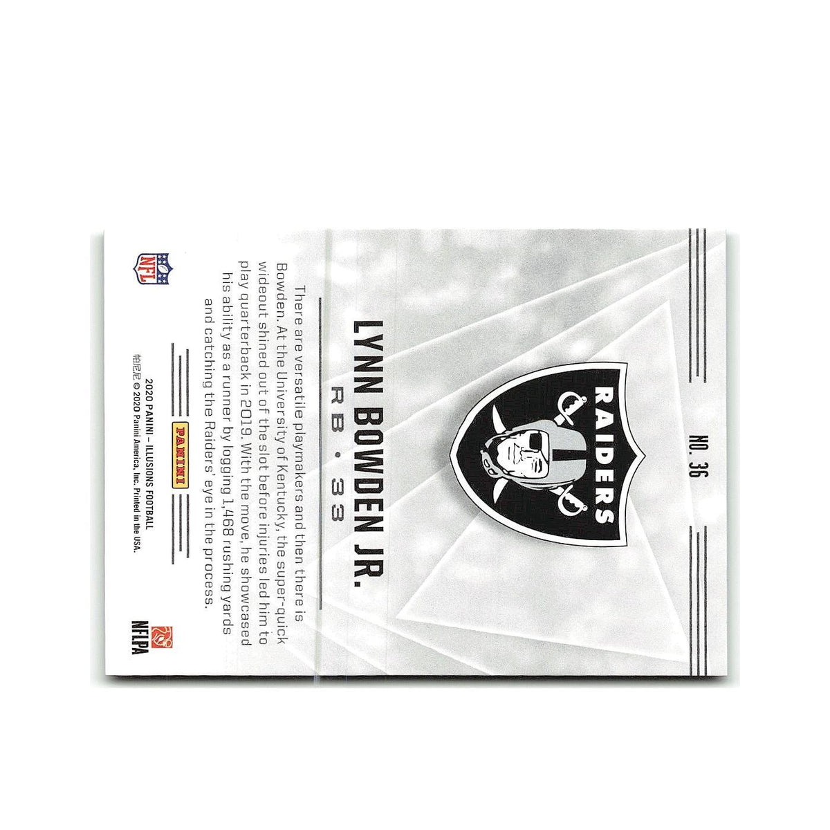 Lynn Bowden Jr. Rookie 2020 Panini Illusions #36 Las Vegas Raiders NM