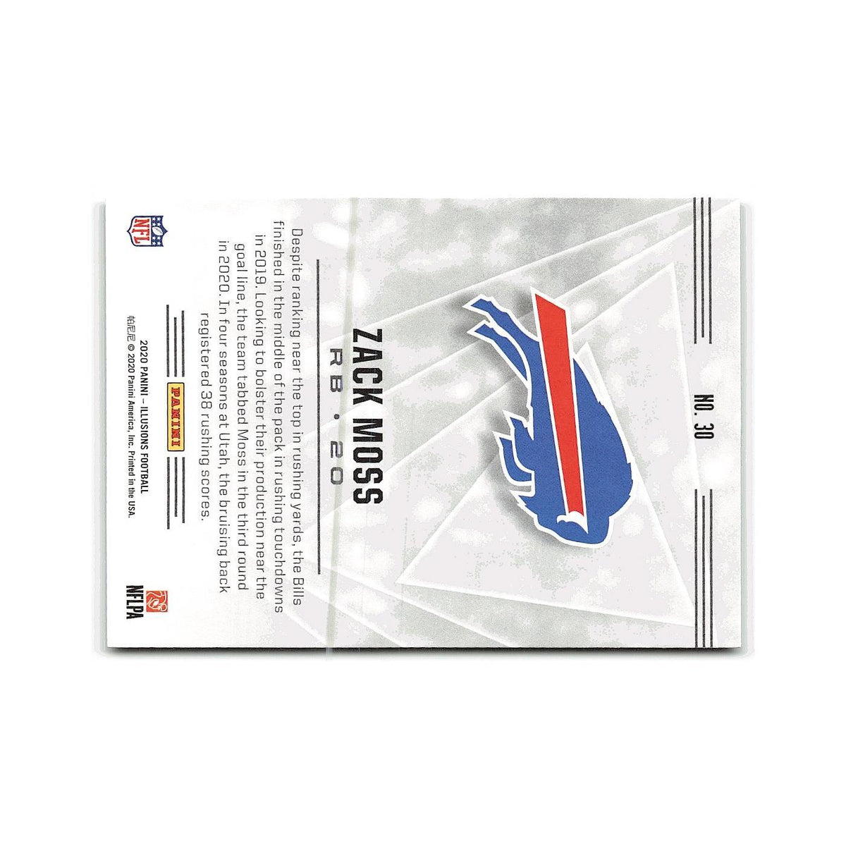 Zack Moss Rookie 2020 Panini Illusions #30 Buffalo Bills Football Card NM
