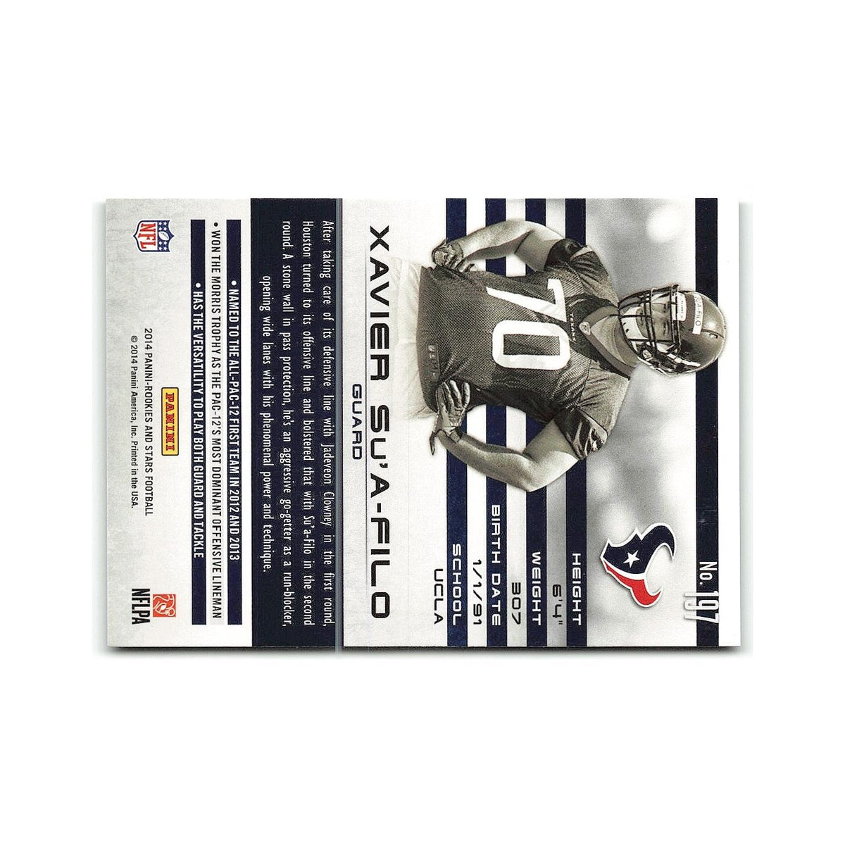Xavier Su'A-Filo Rookie 2014 Panini Rookies & Stars #197 Houston Texans NM