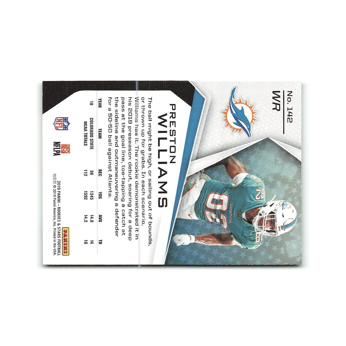 Preston Williams Rookie 2019 Panini Rookies & Stars #142 Miami Dolphins NM