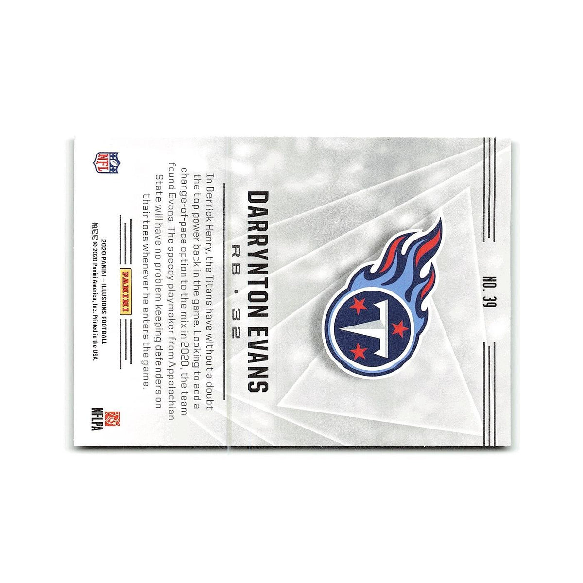 Darrynton Evans Rookie 2020 Panini Illusions #39 Tennessee Titans NM