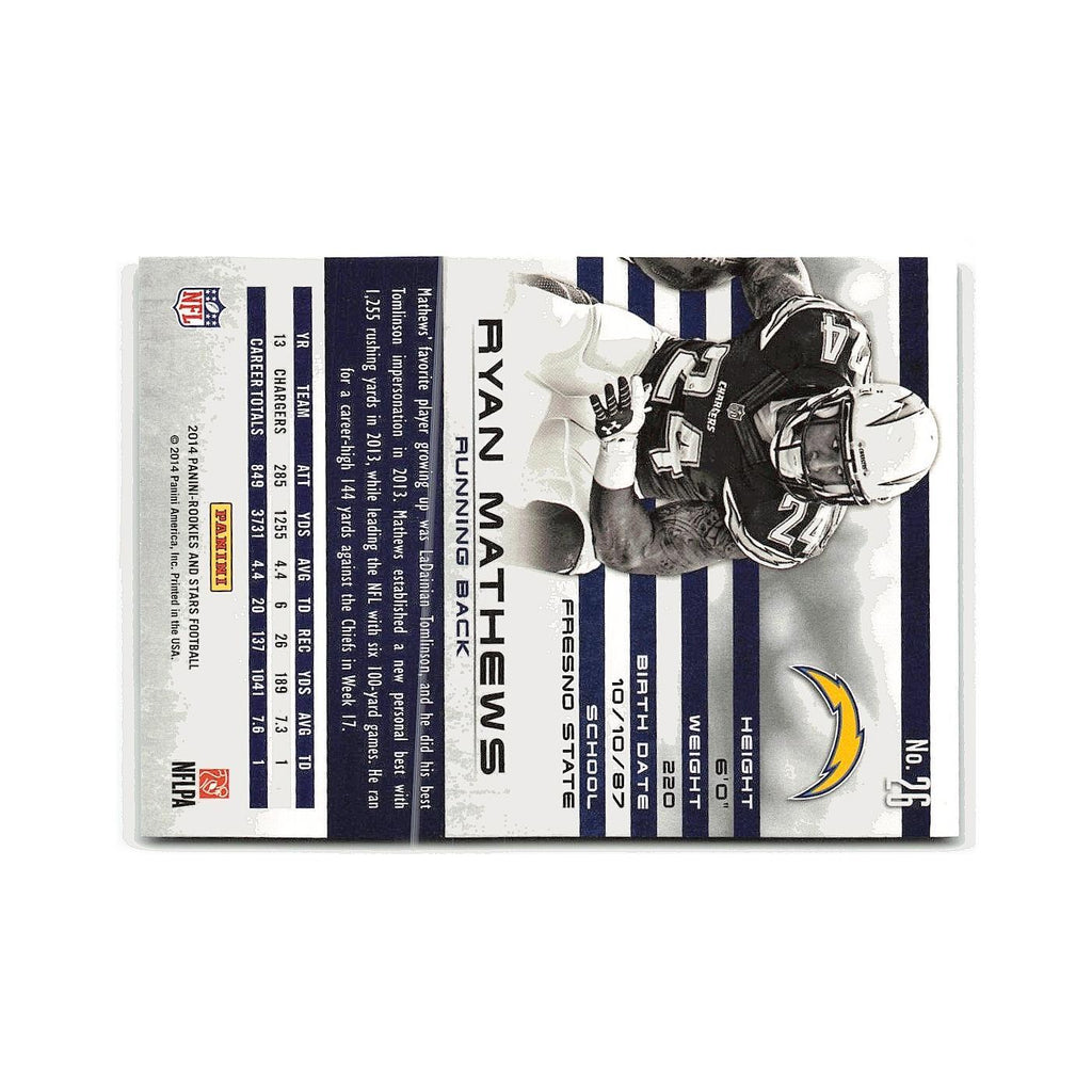 Ryan Mathews 2014 Panini Rookies & Stars #26 San Diego Chargers Football Card NM