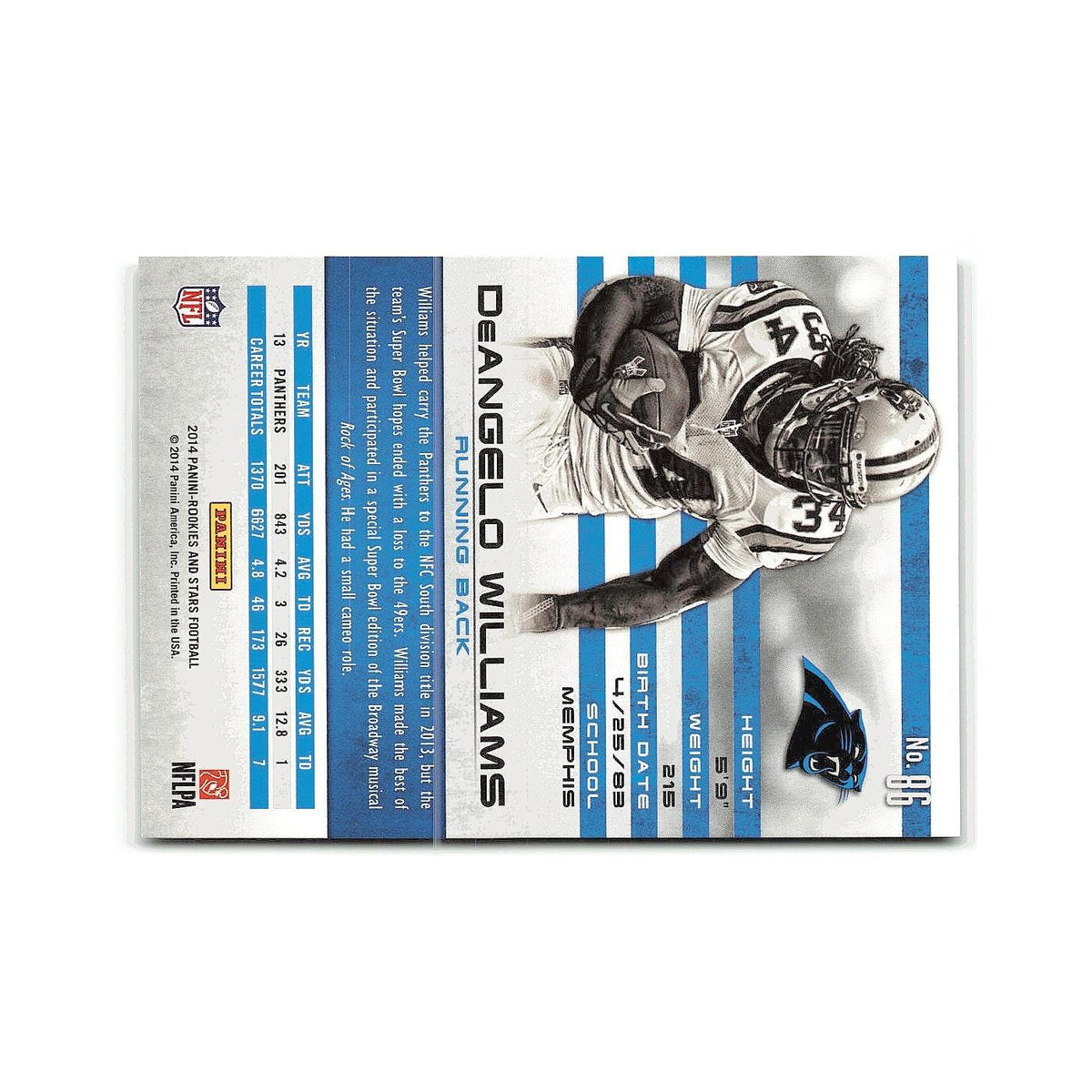 DeAngelo Williams 2014 Panini Rookies & Stars #86 Carolina Panthers NM