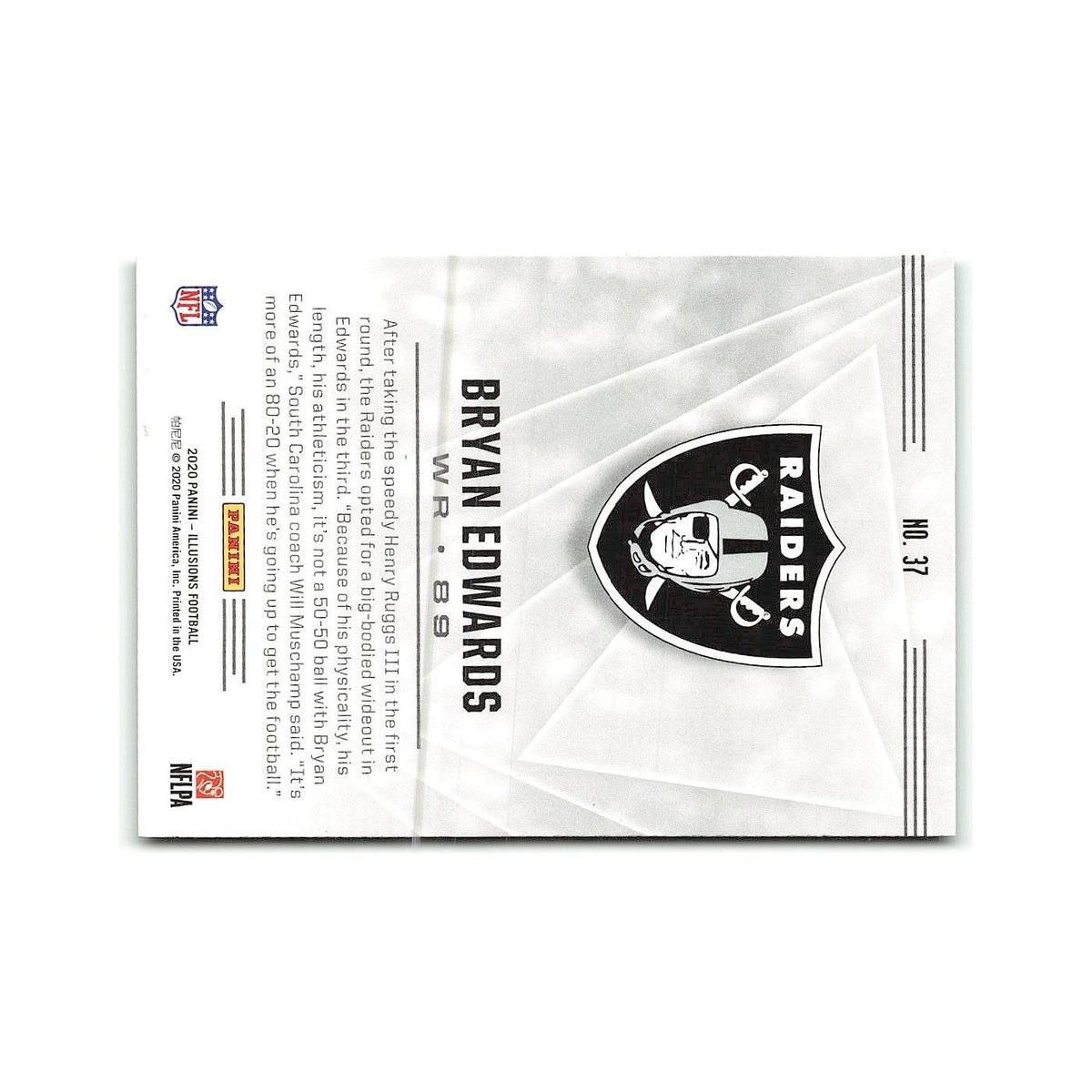 Bryan Edwards Rookie 2020 Panini Illusions #37 Las Vegas Raiders NM