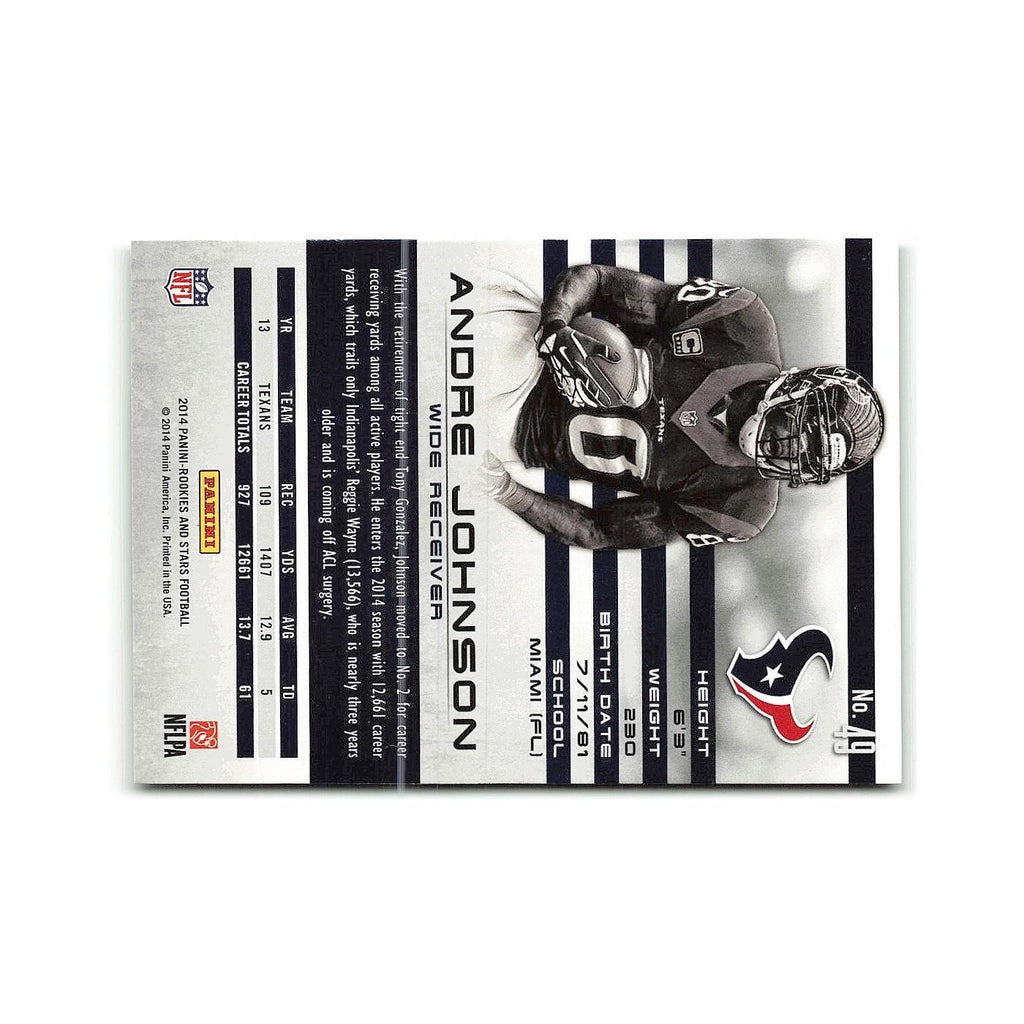 Andre Johnson 2014 Panini Rookies & Stars #49 Houston Texans Football Card NM