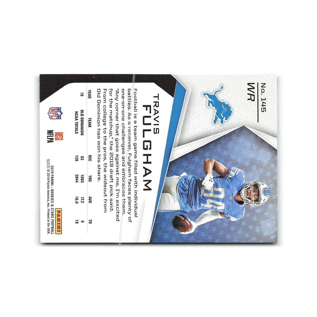 Travis Fulgham Rookie 2019 Panini Rookies & Stars #145 Detroit Lions NM