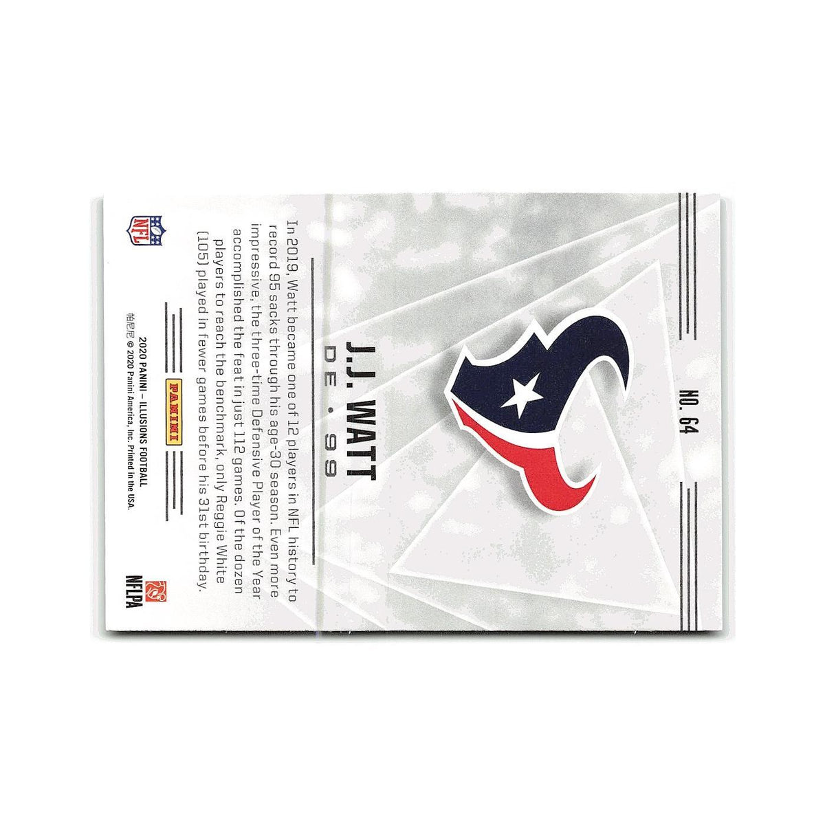 J.J. Watt 2020 Panini Illusions #64 Houston Texans Football Card NM