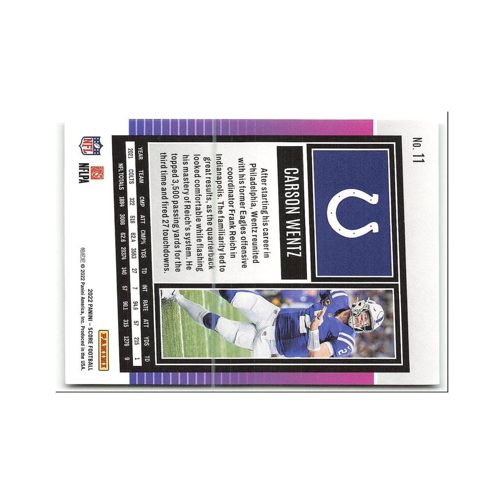 Carson Wentz 2022 Score #11 Indianapolis Colts Football Card NM