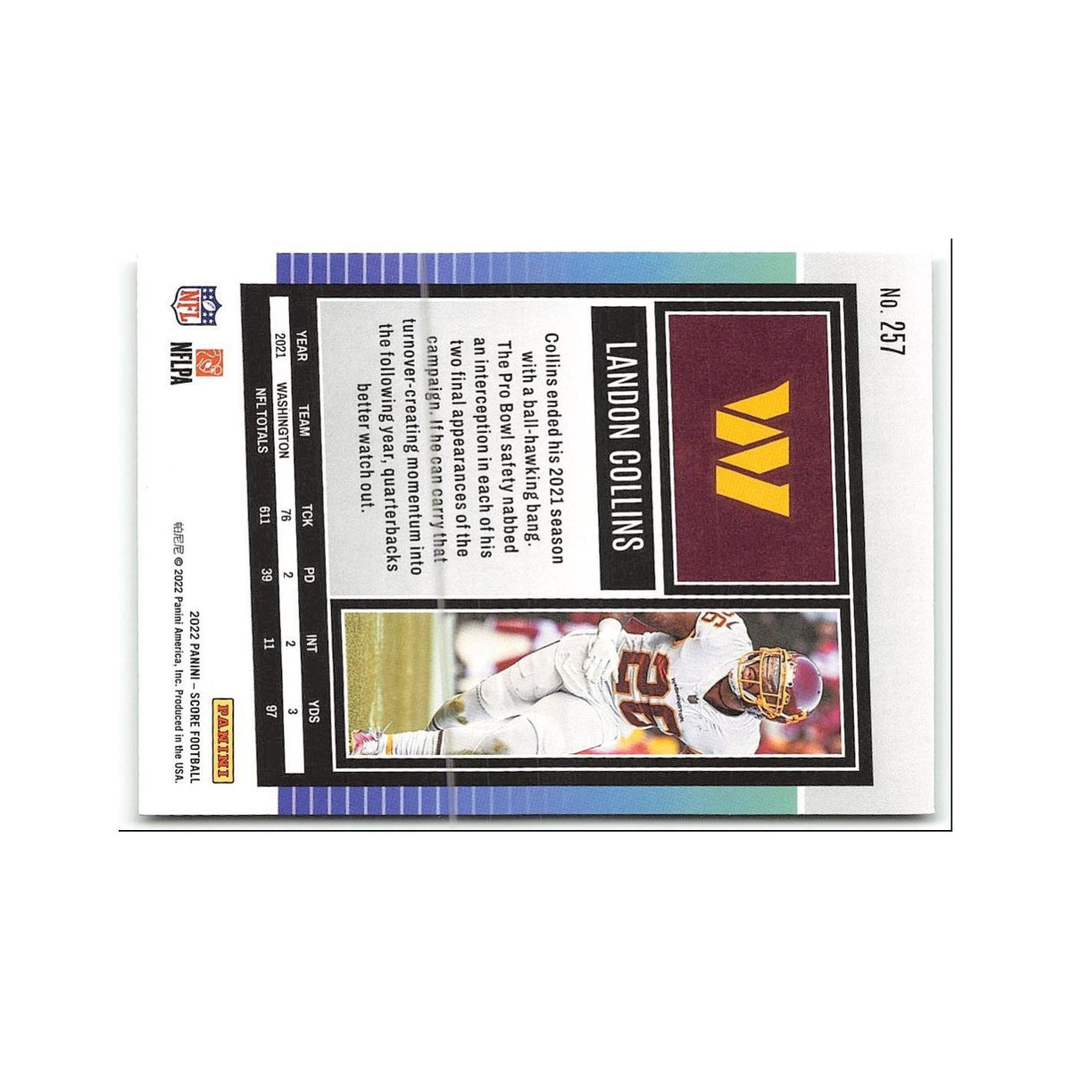 Landon Collins 2022 Score #257 Washington Commanders Football Card NM