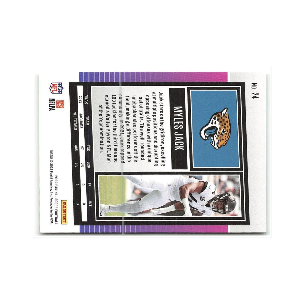Myles Jack 2022 Score #24 Jacksonville Jaguars Football Card NM