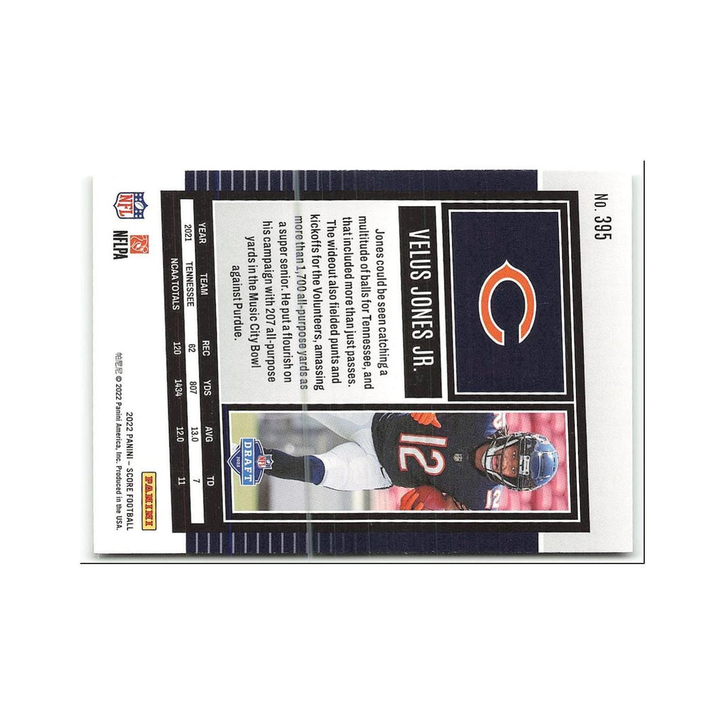 Velus Jones Jr. Rookie 2022 Score #395 Chicago Bears Football Card NM