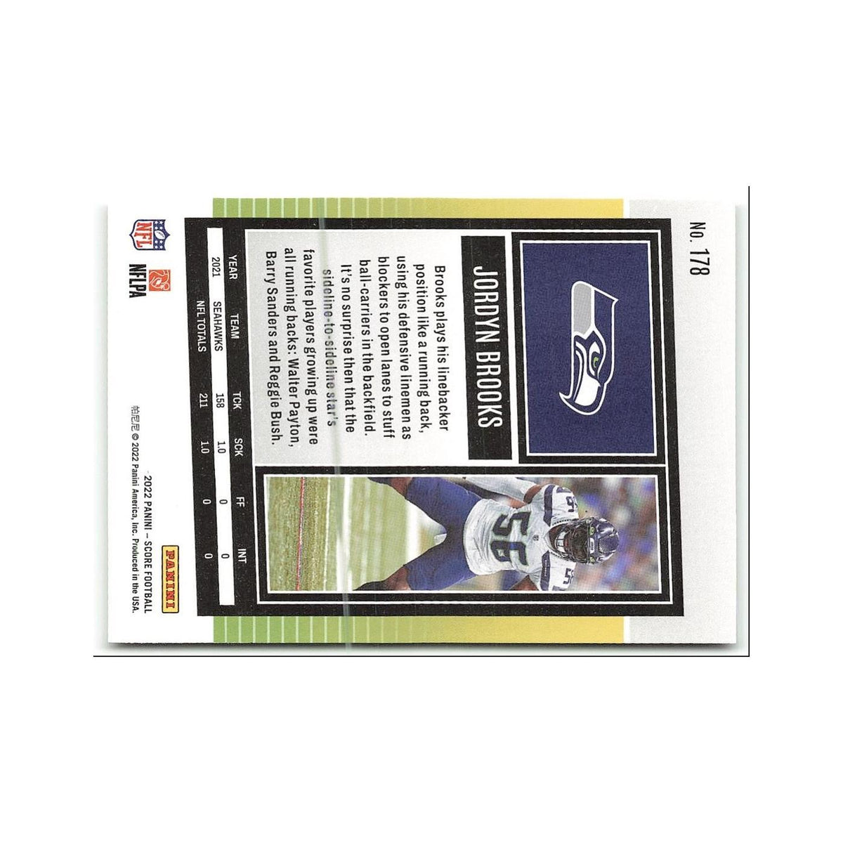 Jordyn Brooks 2022 Score #178 Seattle Seahawks Football Card NM