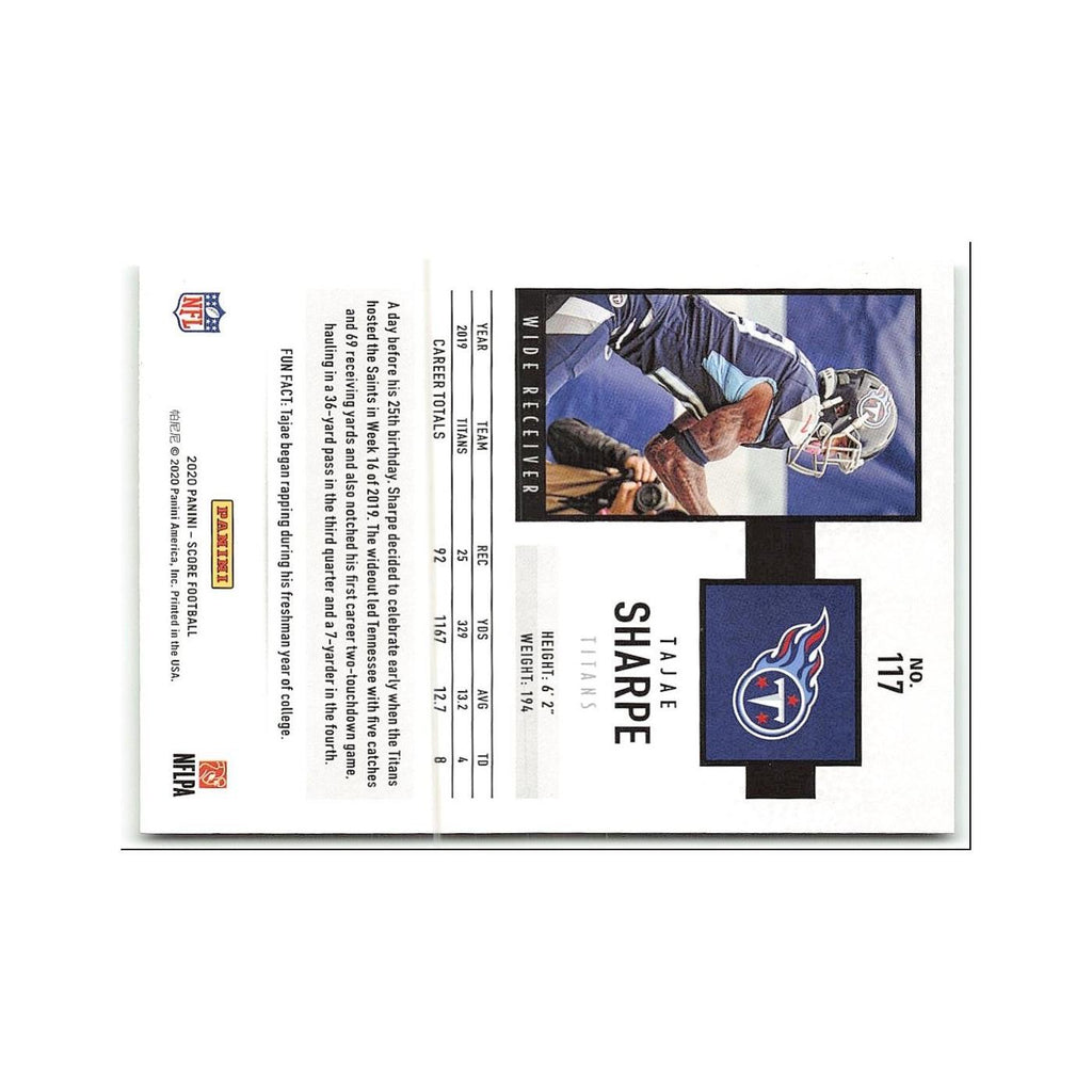 Tajae Sharpe 2020 Score #117 Tennessee Titans Football Card NM