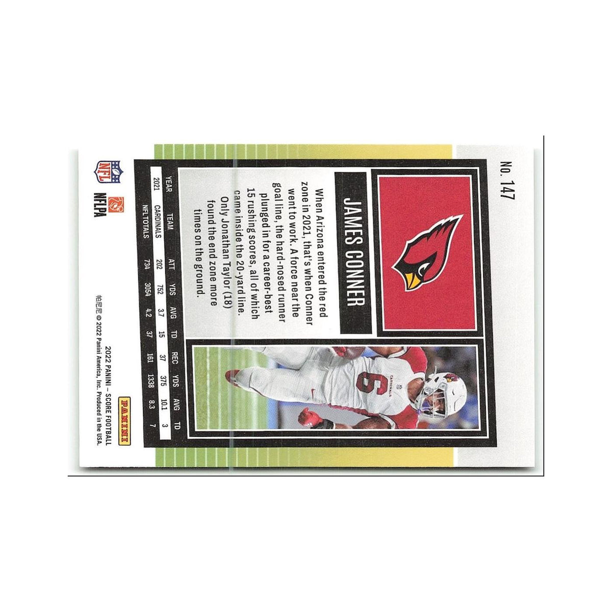 James Conner 2022 Score #147 Arizona Cardinals Football Card NM