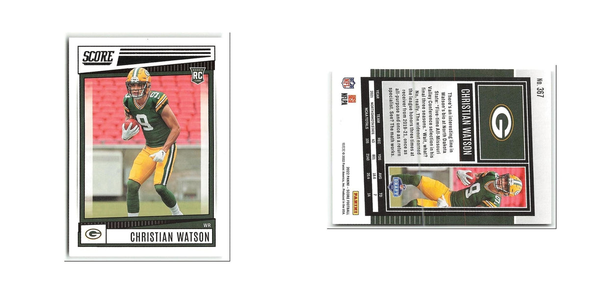 Christian Watson Rookie 2022 Score #367 Green Bay Packers Football Card NM