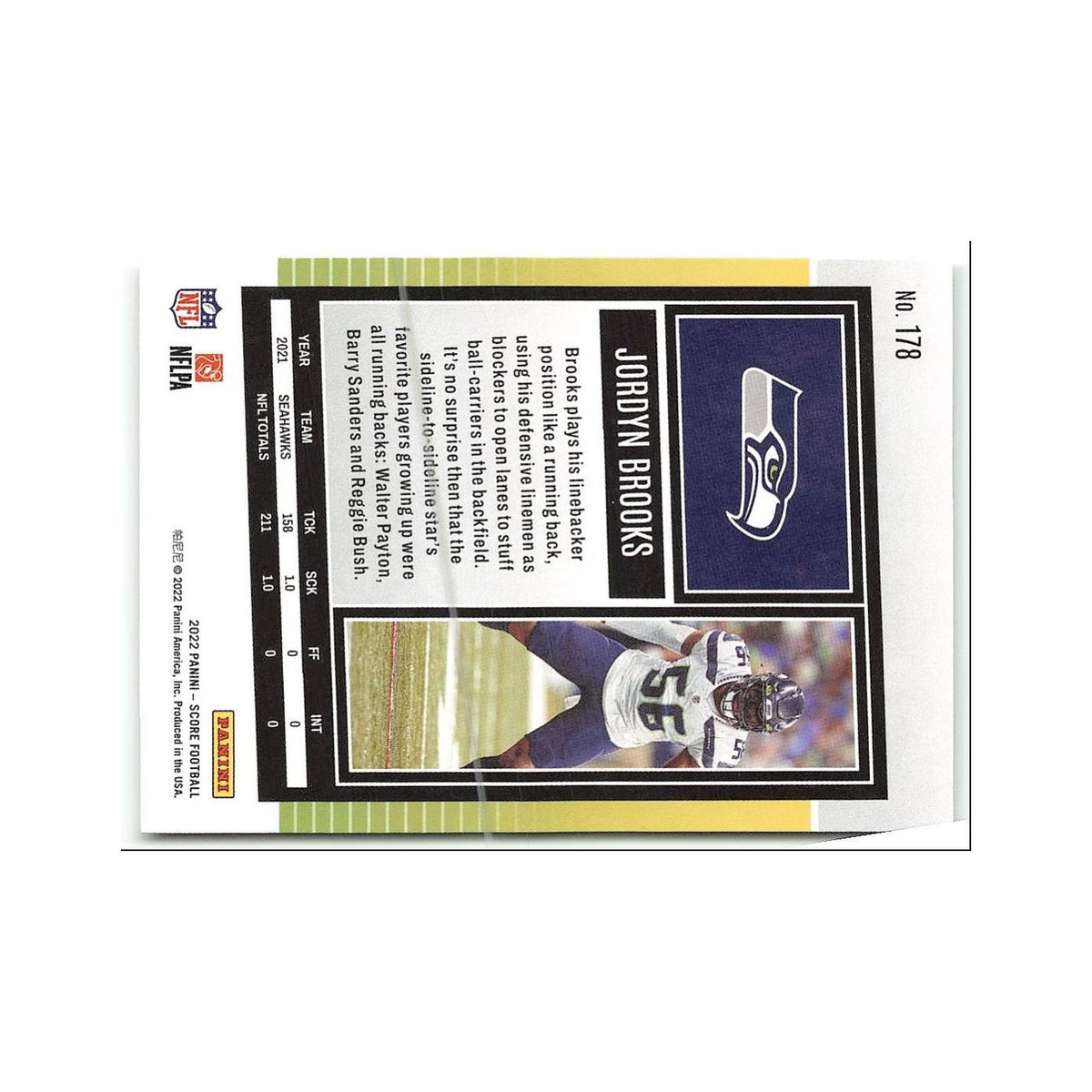 Jordyn Brooks 2022 Score #178 Seattle Seahawks Football Card NM