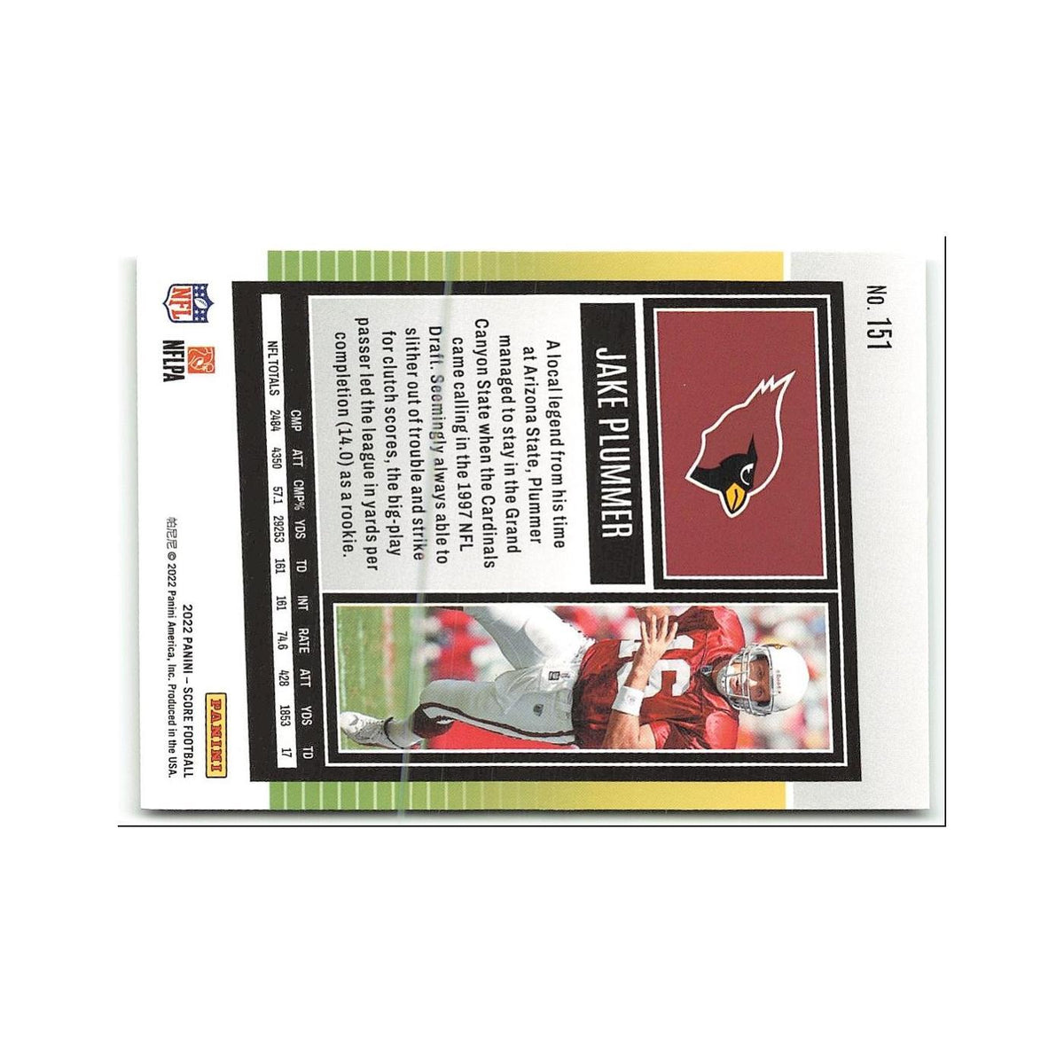 Jake Plummer 2022 Score #151 Arizona Cardinals Football Card NM