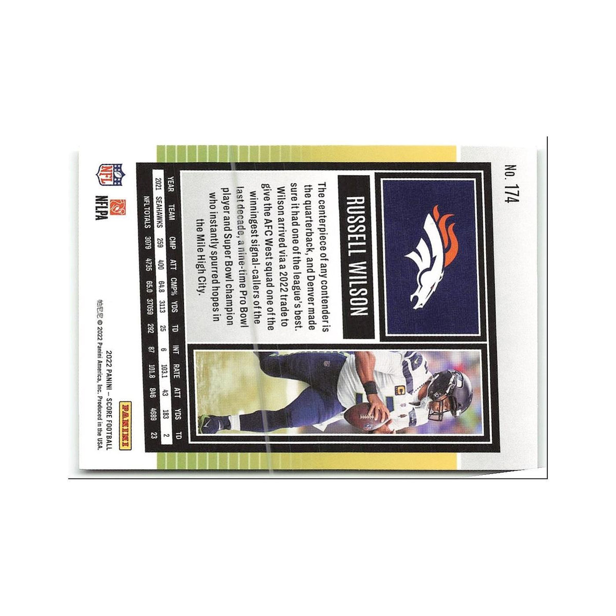 Russell Wilson 2022 Score #174 Denver Broncos Football Card NM