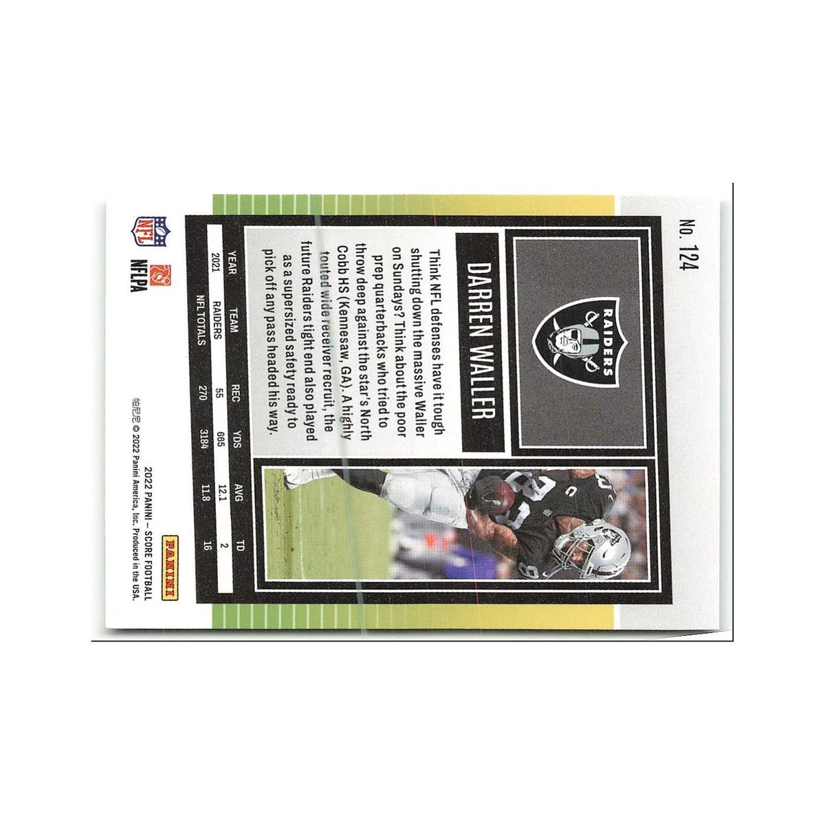 Darren Waller 2022 Score #124 Las Vegas Raiders Football Card NM
