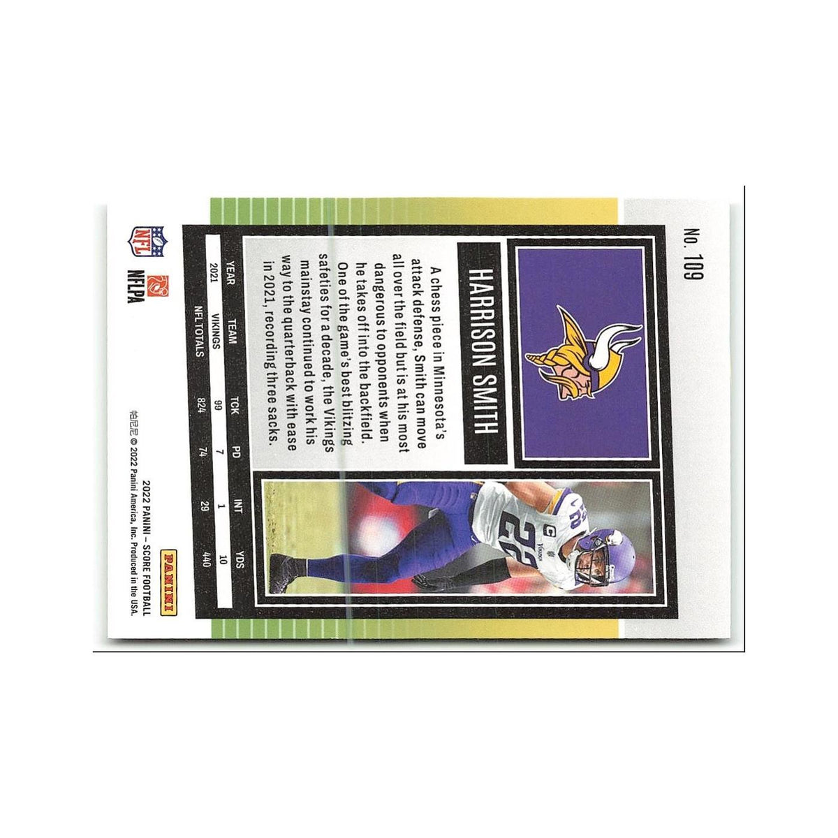 Harrison Smith 2022 Score #109 Minnesota Vikings Football Card NM