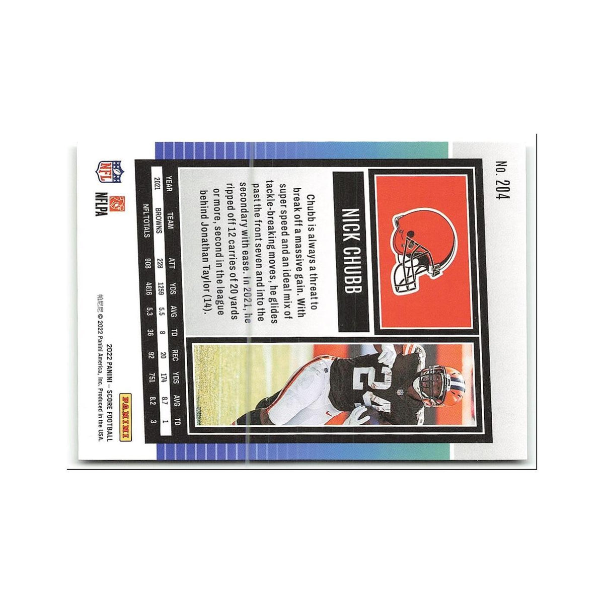 Nick Chubb 2022 Score #204 Cleveland Browns Football Card NM