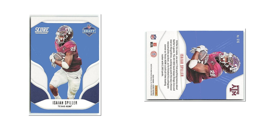 Isaiah Spiller 2022 Score NFL Draft #D16 Texas A&M Aggies Football Card NM