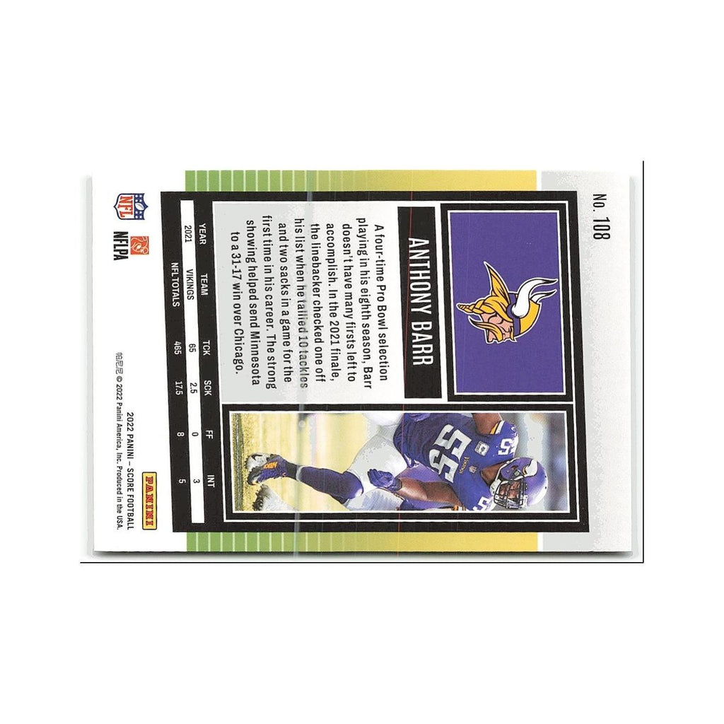 Anthony Barr 2022 Score #108 Minnesota Vikings Football Card NM