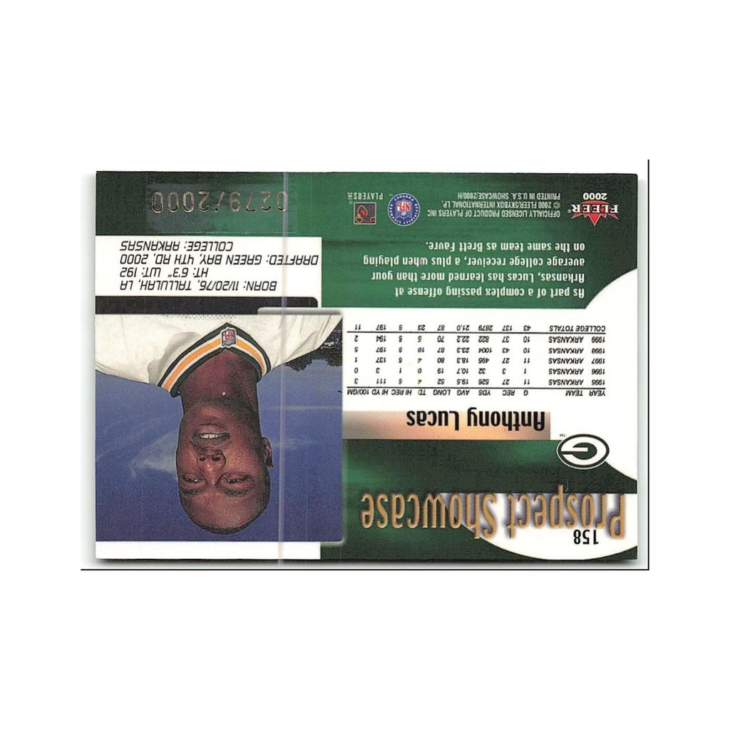 Anthony Lucas Rookie #/2000 2000 Fleer Showcase Prospect Showcase #158 NM