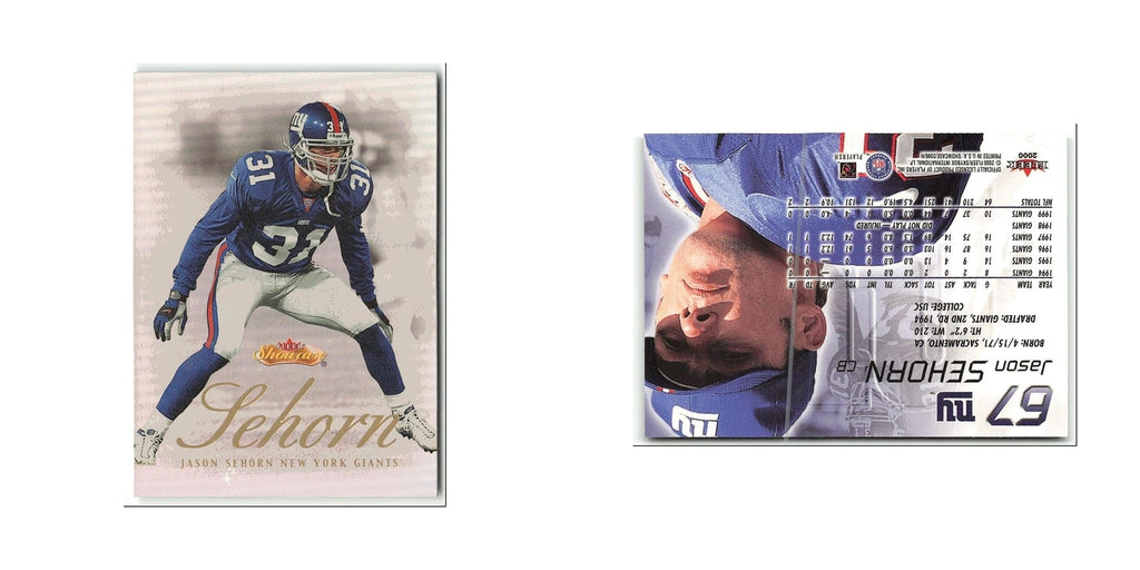Jason Sehorn 2000 Fleer Showcase #67 New York Giants Football Card NM
