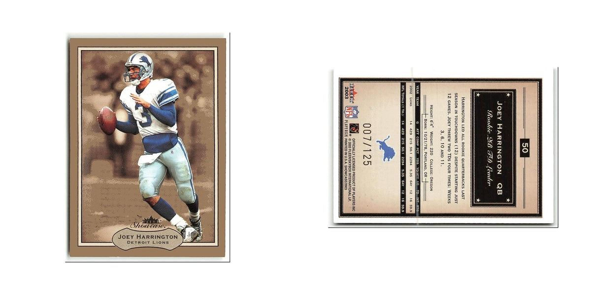 Joey Harrington #/125 2003 Fleer Showcase Legacy #50 Detroit Lions NM