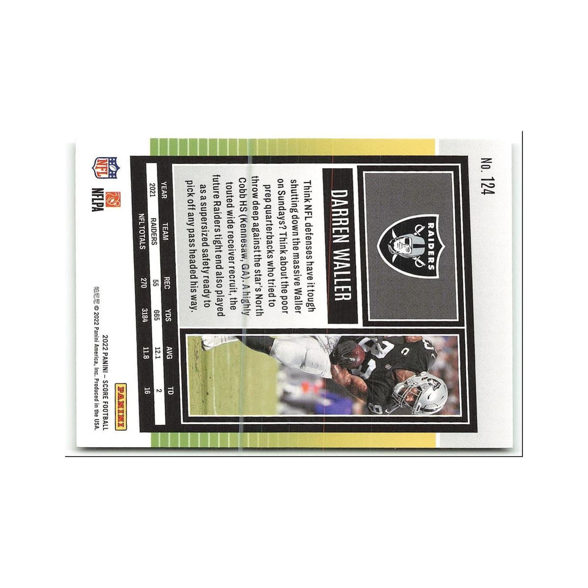 Darren Waller 2022 Score #124 Las Vegas Raiders Football Card NM