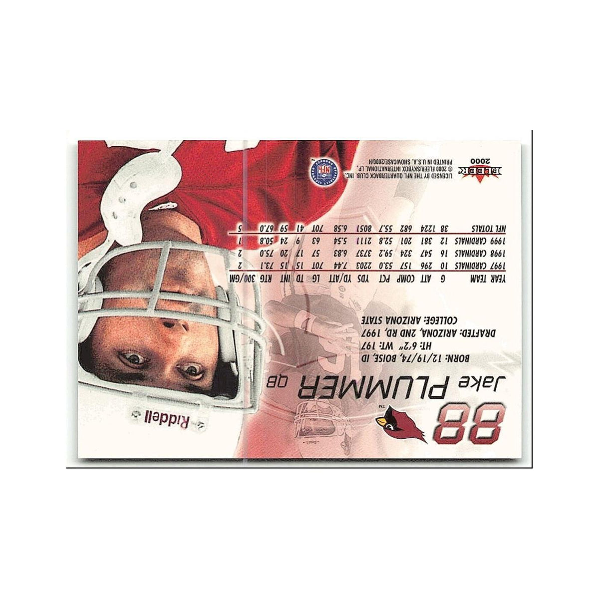 Jake Plummer 2000 Fleer Showcase #88 Arizona Cardinals Football Card NM