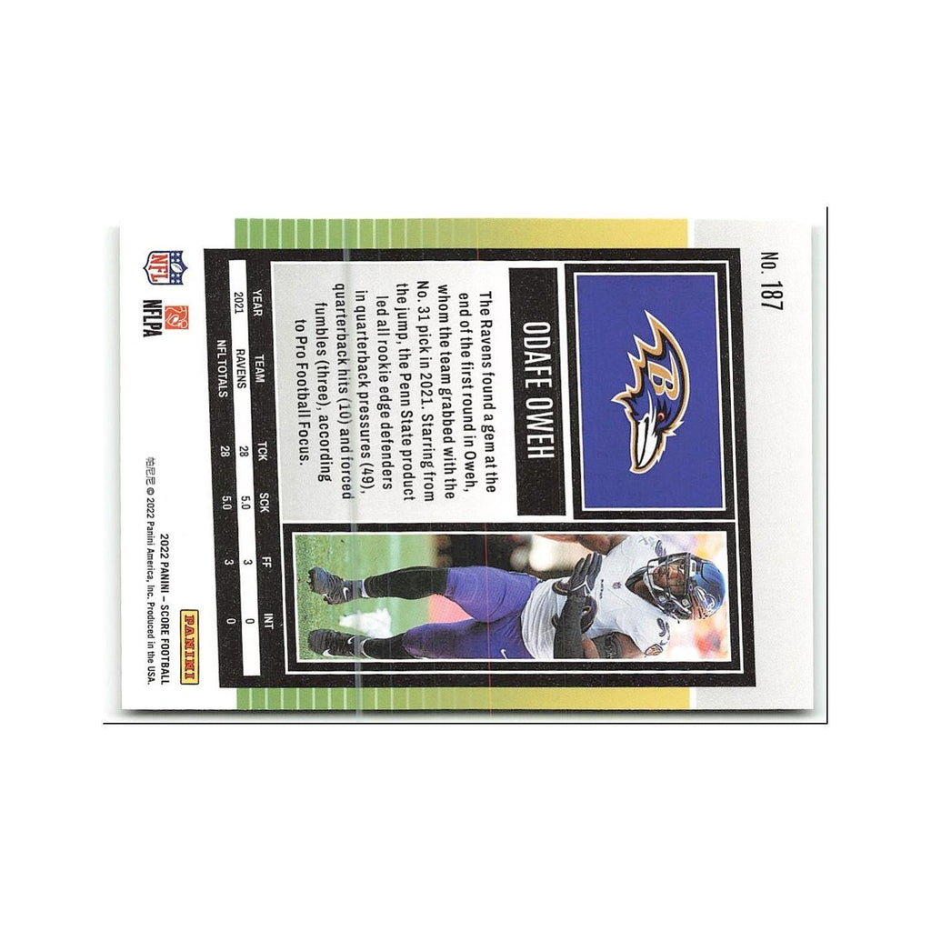 Odafe Oweh 2022 Score #187 Baltimore Ravens Football Card NM