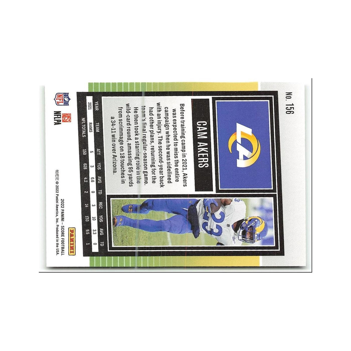 Cam Akers 2022 Score #156 Los Angeles Rams Football Card NM