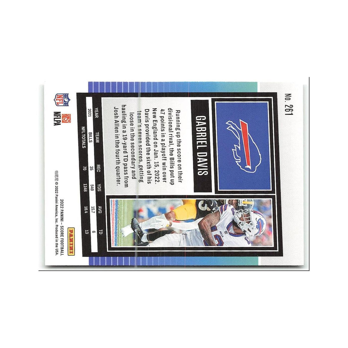 Gabriel Davis 2022 Score #261 Buffalo Bills Football Card NM